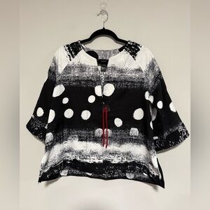 Ali Miles Abstract Black and White Jacket Size Petite Medium Art to Wear Office